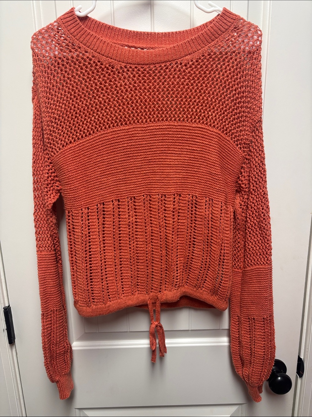 American Eagle Outfitters Open-Knit Scoop Neck Sweater in Coral size S